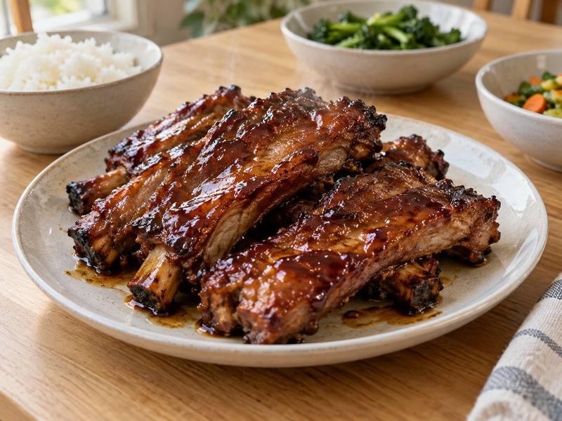 Illustration of Honey-soy glazed pork ribs