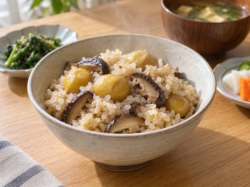 Illustration of Shiitake & chestnut rice
