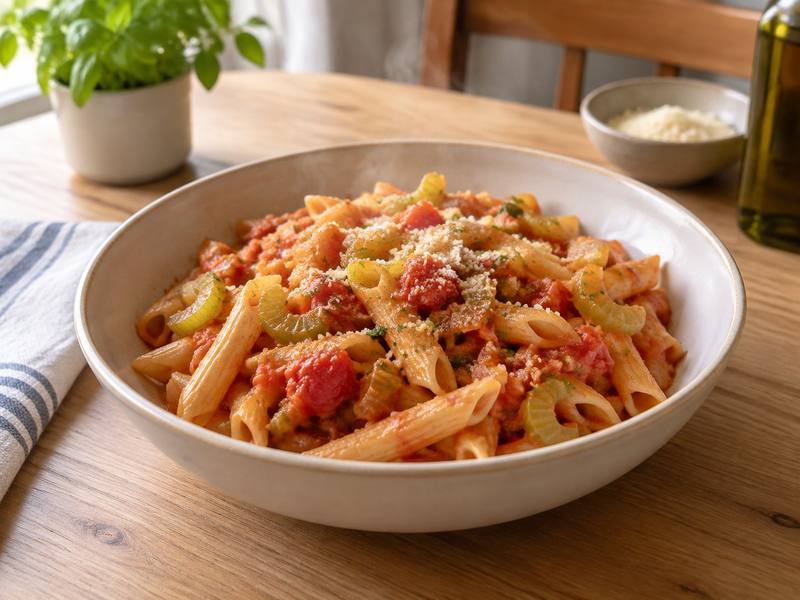 Illustration of Celery & tomato pasta sauce